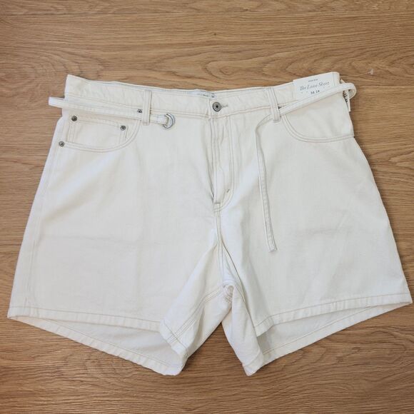 Abercrombie & Fitch Pants - Abercrombie & Fitch The Loose Short High Rise Belt 32/18 Cream Denim 40" Waist
